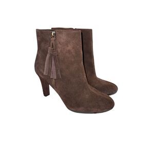 Anne Klein iflex Caroline Womens Size 7 Brown Suede Ankle Tassel Zip Booties